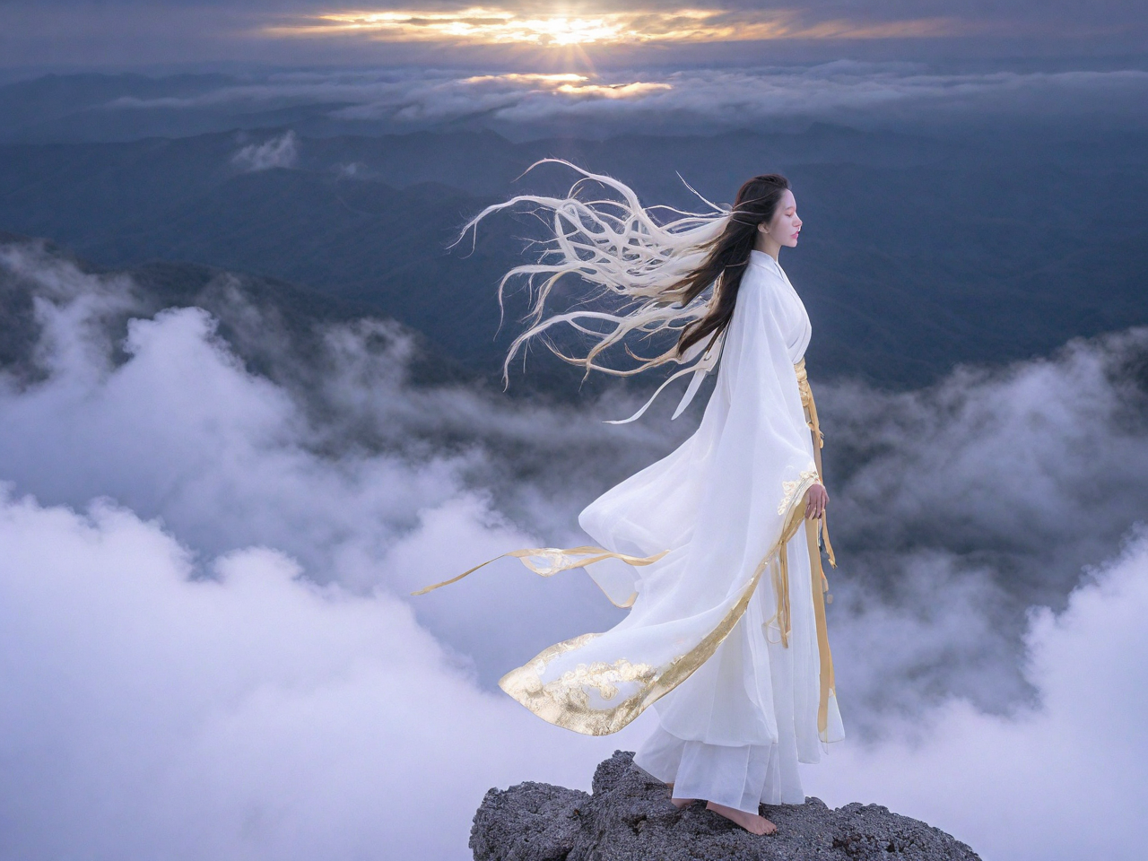 12604-3900732167-In the vast and empty sky,a white figure is slowly walking on a cloud. She is dressed in a white and gold Hanfu,her long hair fl.png